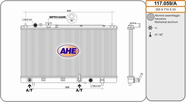 AHE 117.059/A - Радіатор, охолодження двигуна autocars.com.ua