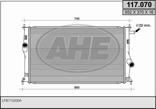 AHE 117.070 - Радіатор, охолодження двигуна autocars.com.ua