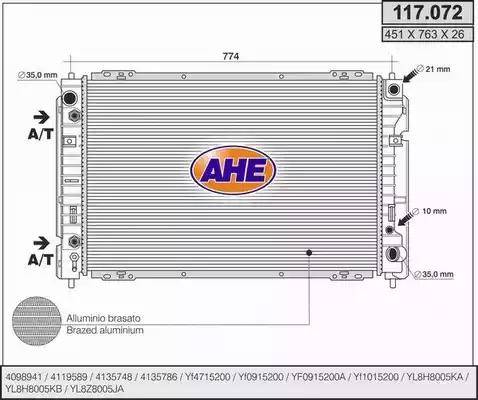 AHE 117072 - Радиатор, охлаждение двигателя autodnr.net