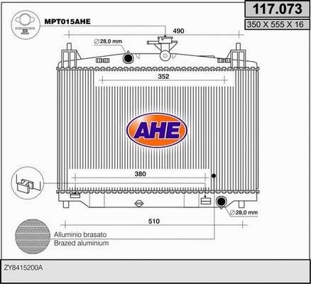 AHE 117.073 - Радіатор, охолодження двигуна autocars.com.ua