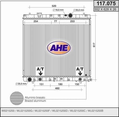 AHE 117.075 - Радіатор, охолодження двигуна autocars.com.ua