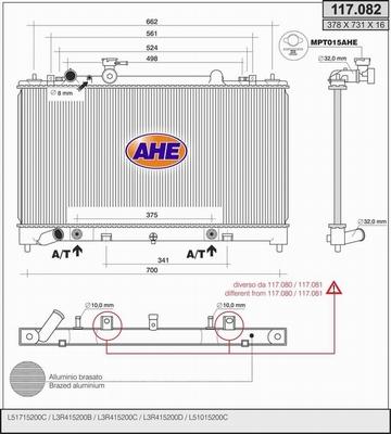 AHE 117.082 - Радіатор, охолодження двигуна autocars.com.ua