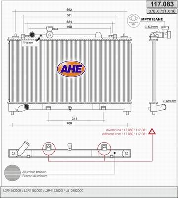 AHE 117.083 - Радіатор, охолодження двигуна autocars.com.ua