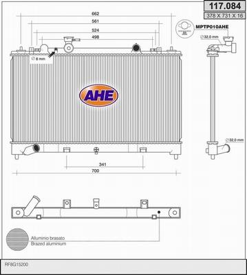 AHE 117.084 - Радіатор, охолодження двигуна autocars.com.ua
