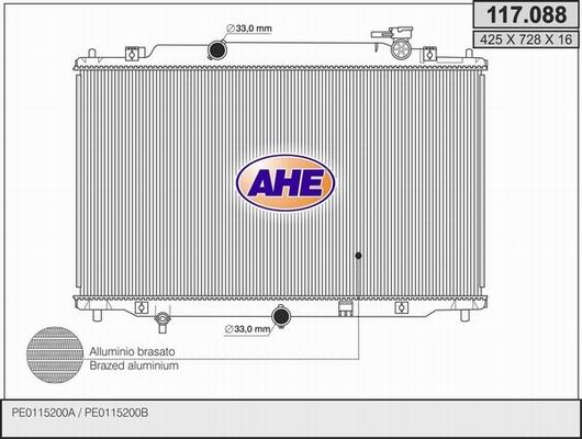 AHE 117.088 - Радіатор, охолодження двигуна autocars.com.ua