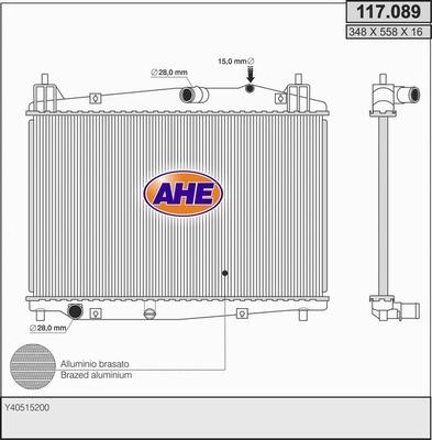 AHE 117.089 - Радіатор, охолодження двигуна autocars.com.ua