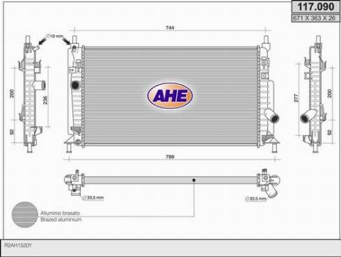 AHE 117.090 - Радіатор, охолодження двигуна autocars.com.ua