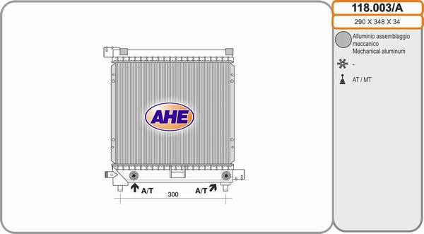 AHE 118.003/A - Радіатор, охолодження двигуна autocars.com.ua