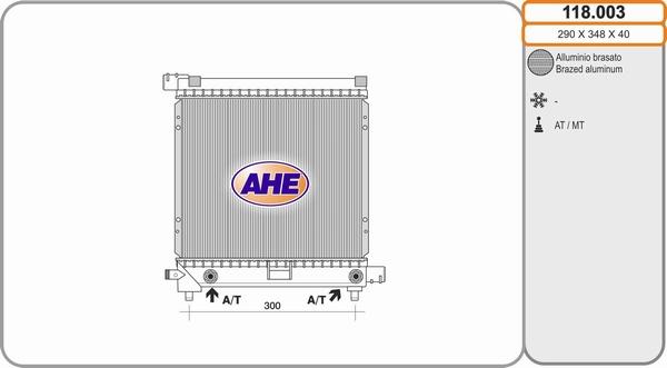 AHE 118.003 - Радіатор, охолодження двигуна autocars.com.ua