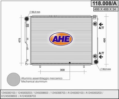 AHE 118.008/A - Радиатор, охлаждение двигателя autodnr.net