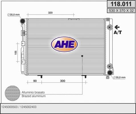 AHE 118.011 - Радіатор, охолодження двигуна autocars.com.ua