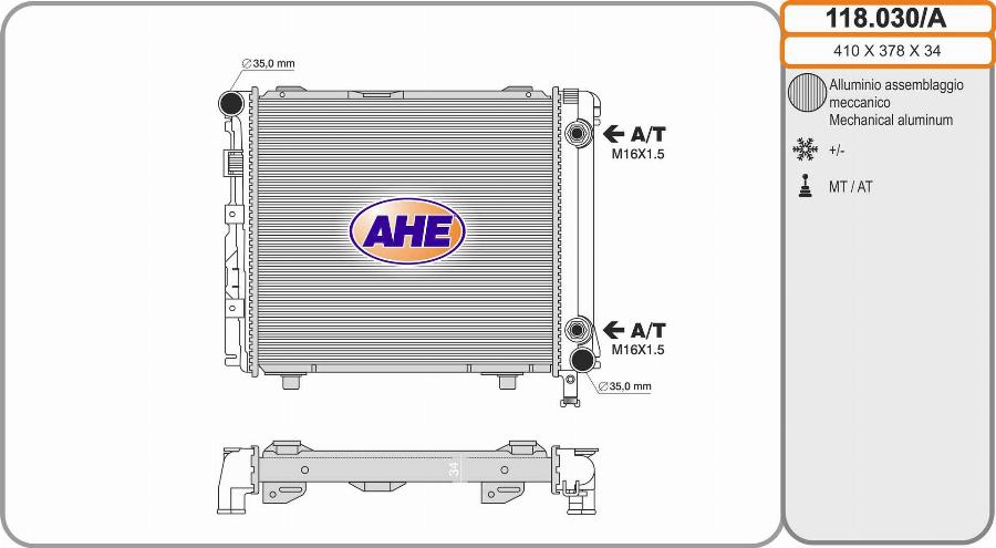 AHE 118.030/A - Радіатор, охолодження двигуна autocars.com.ua