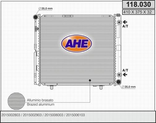 AHE 118.030 - Радіатор, охолодження двигуна autocars.com.ua