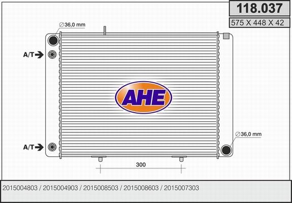 AHE 118.037 - Радіатор, охолодження двигуна autocars.com.ua