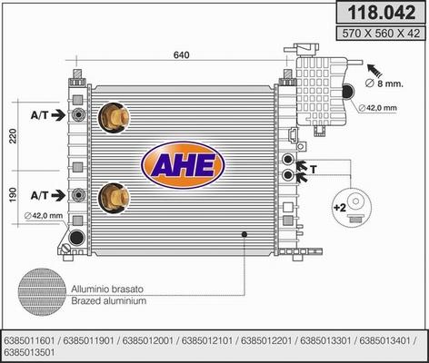 AHE 118.042 - Радіатор, охолодження двигуна autocars.com.ua