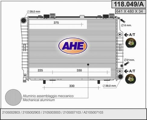 AHE 118.049/A - Радиатор, охлаждение двигателя autodnr.net