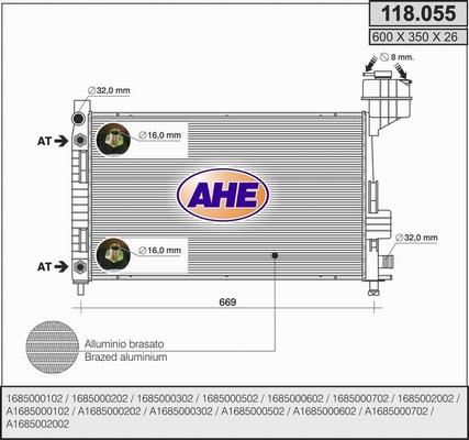 AHE 118.055 - Радіатор, охолодження двигуна autocars.com.ua