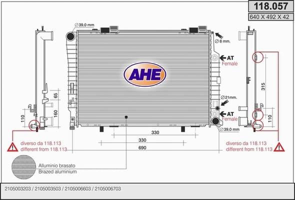 AHE 118.057 - Радиатор, охлаждение двигателя autodnr.net