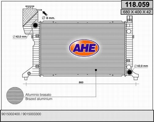 AHE 118.059 - Радиатор, охлаждение двигателя autodnr.net