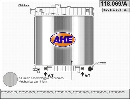 AHE 118.069/A - Радіатор, охолодження двигуна autocars.com.ua