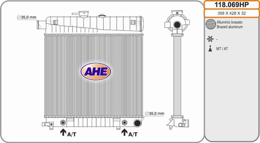 AHE 118.069HP - Радіатор, охолодження двигуна autocars.com.ua