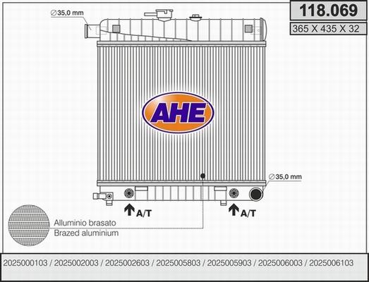 AHE 118.069 - Радіатор, охолодження двигуна autocars.com.ua