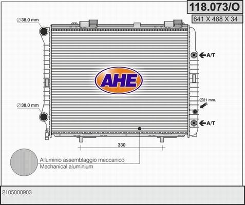 AHE 118.073/O - Радіатор, охолодження двигуна autocars.com.ua