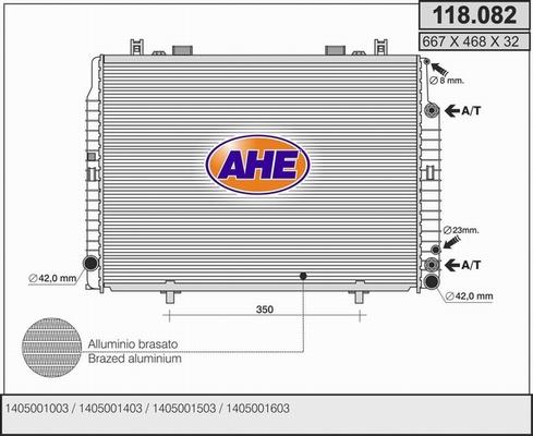 AHE 118.082 - Радіатор, охолодження двигуна autocars.com.ua