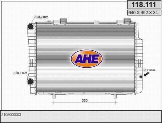 AHE 118.111 - Радіатор, охолодження двигуна autocars.com.ua