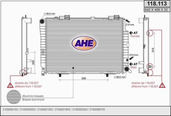 AHE 118.113 - Радиатор, охлаждение двигателя autodnr.net