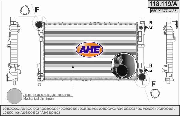 AHE 118.119/A - Радіатор, охолодження двигуна autocars.com.ua
