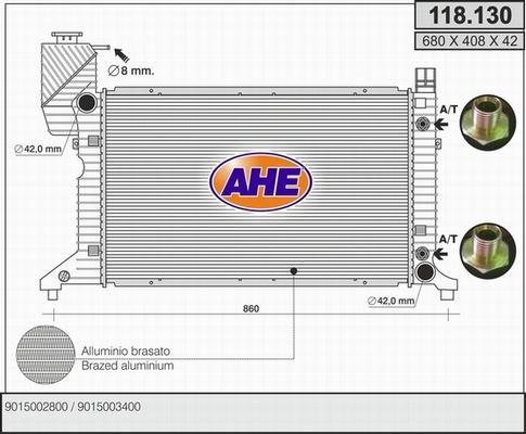 AHE 118.130 - Радіатор, охолодження двигуна autocars.com.ua