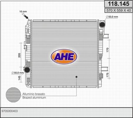 AHE 118.145 - Радіатор, охолодження двигуна autocars.com.ua