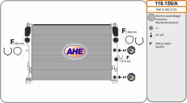 AHE 118.156/A - Радіатор, охолодження двигуна autocars.com.ua