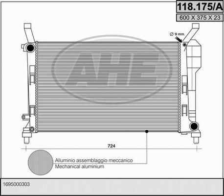 AHE 118.175/A - Радиатор, охлаждение двигателя autodnr.net