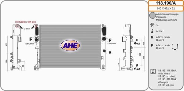 AHE 118.190/A - Радіатор, охолодження двигуна autocars.com.ua