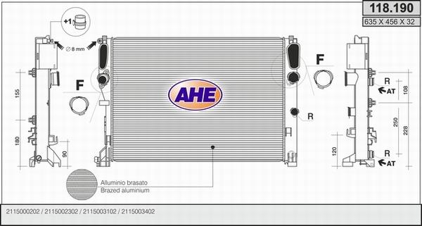 AHE 118.190 - Радіатор, охолодження двигуна autocars.com.ua