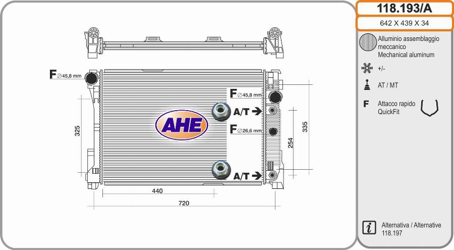 AHE 118.193/A - Радіатор, охолодження двигуна autocars.com.ua