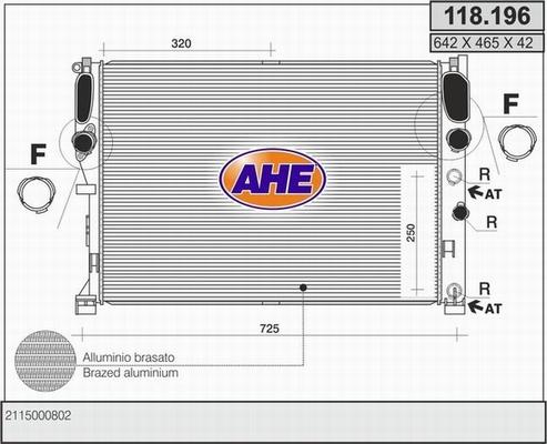 AHE 118.196 - Радіатор, охолодження двигуна autocars.com.ua