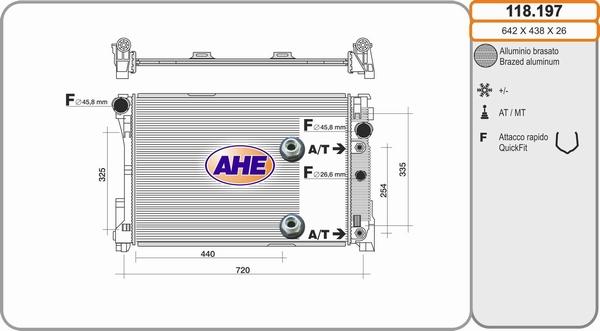 AHE 118.197 - Радіатор, охолодження двигуна autocars.com.ua