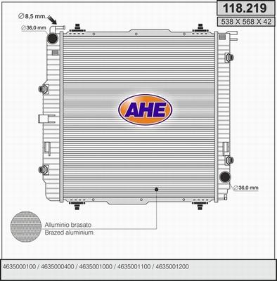 AHE 118.219 - Радіатор, охолодження двигуна autocars.com.ua