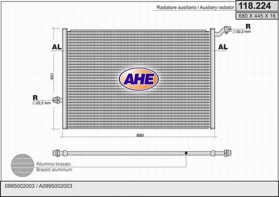 AHE 118.224 - Радіатор, охолодження двигуна autocars.com.ua