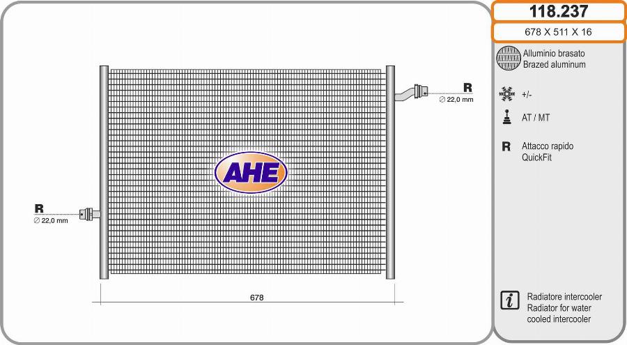 AHE 118.237 - Радіатор, охолодження двигуна autocars.com.ua