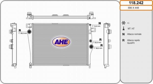 AHE 118.242 - Радіатор, охолодження двигуна autocars.com.ua