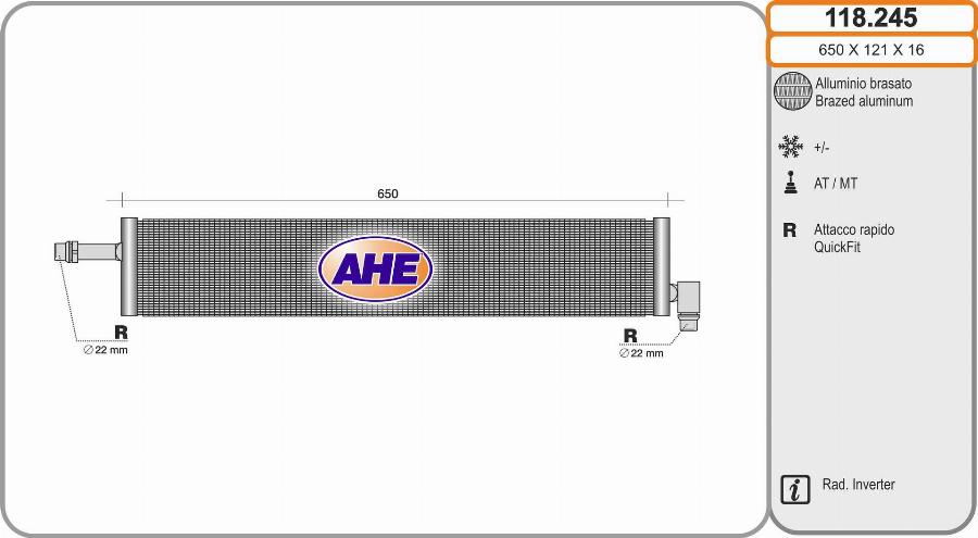 AHE 118.245 - Радіатор, охолодження двигуна autocars.com.ua