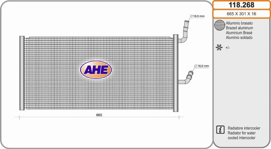 AHE 118.268 - Радіатор, охолодження двигуна autocars.com.ua