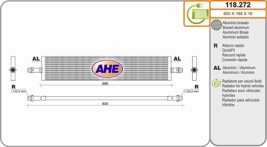 AHE 118.272 - Радіатор, охолодження двигуна autocars.com.ua