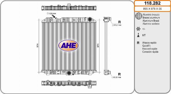 AHE 118.282 - Радіатор, охолодження двигуна autocars.com.ua