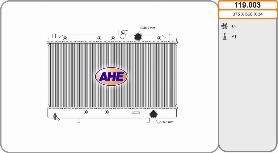 AHE 119.003 - Радиатор, охлаждение двигателя autodnr.net