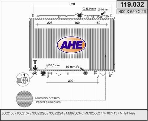 AHE 119.032 - Радиатор, охлаждение двигателя autodnr.net